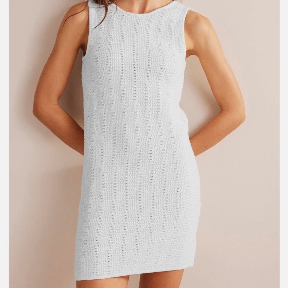 🌼 Boden White Sleeveless Knit Mini Dress